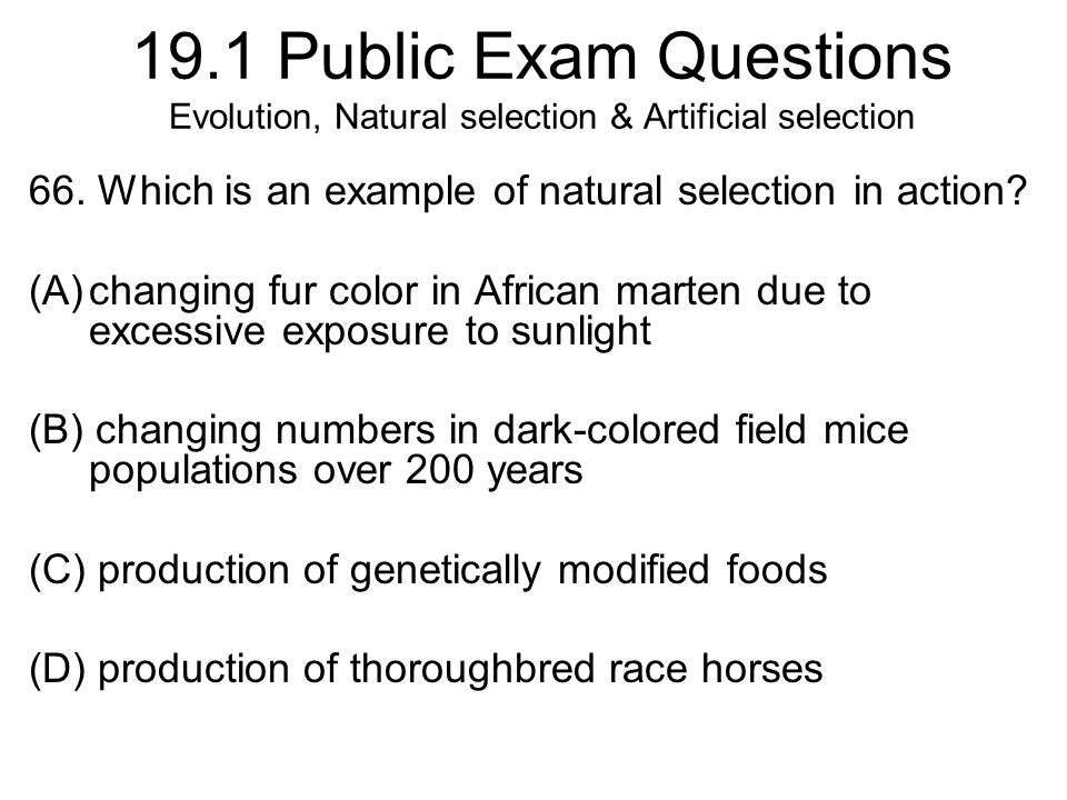 19.1 Public Exam Questions Evolution, Natural selection & Artificial se...