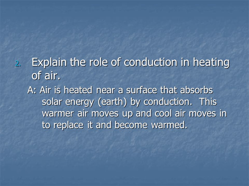 Explain the role of conduction in heating of air.