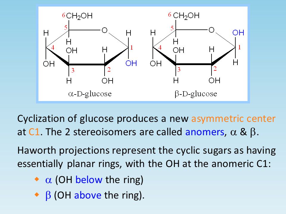 Cyclization of glucose produces a new asymmetric center at C1