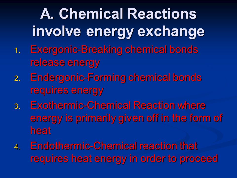 A. Chemical Reactions involve energy exchange