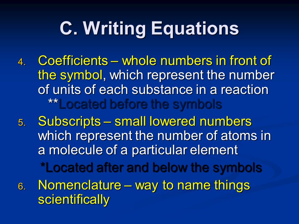 C. Writing Equations