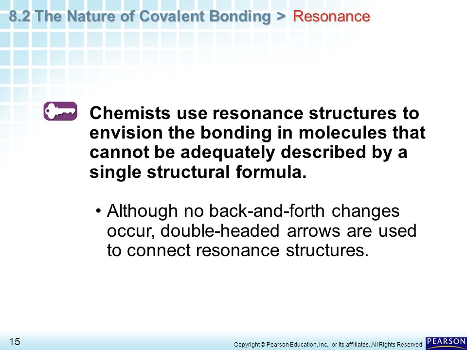 Resonance Chemists use resonance structures to envision the bonding in molecules that cannot be adequately described by a single structural formula.