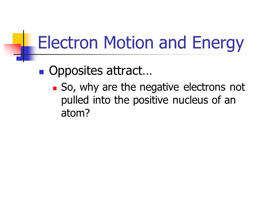 Electron Motion and Energy