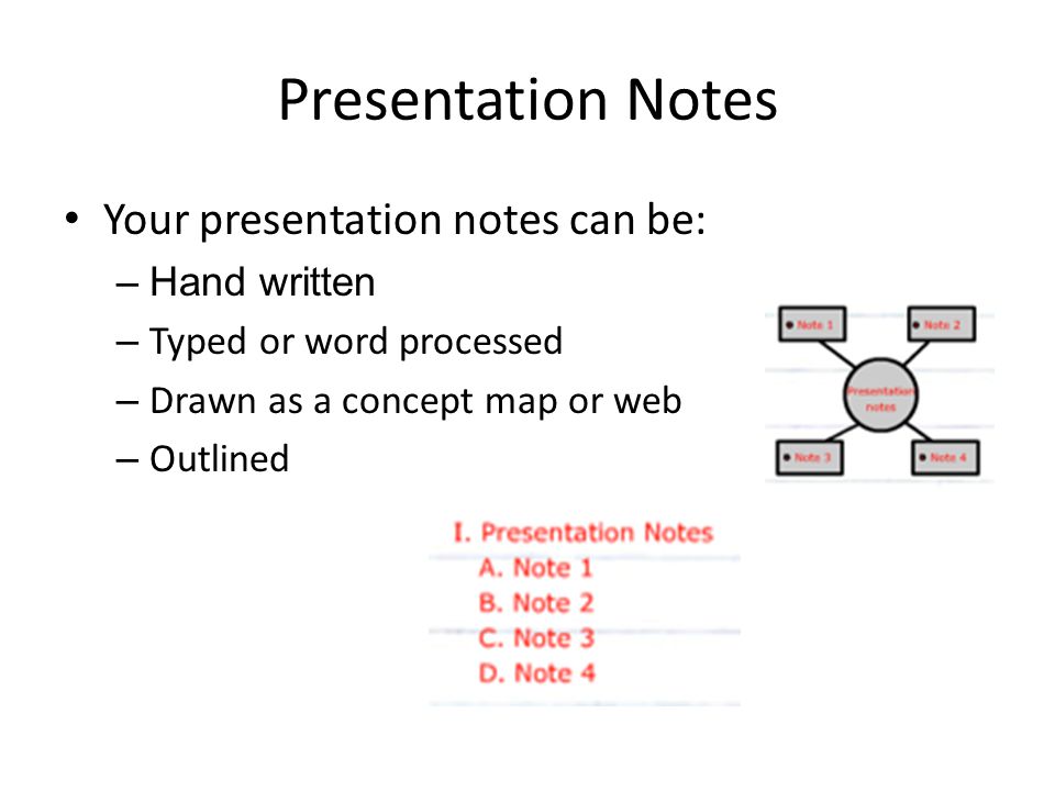 Presentation Notes Your presentation notes can be: Hand written