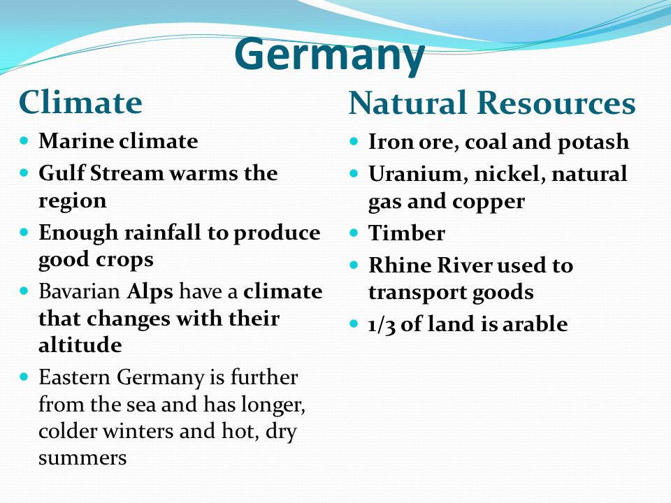 Germany Climate Natural Resources Marine climate
