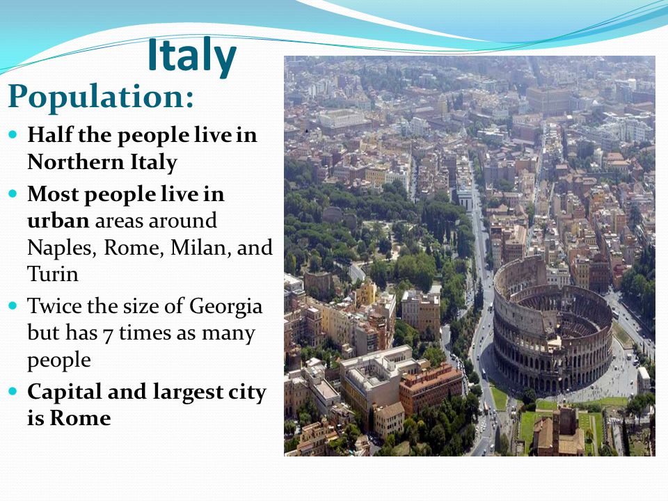 Italy Population: Half the people live in Northern Italy