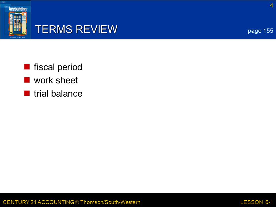 TERMS REVIEW fiscal period work sheet trial balance page 155