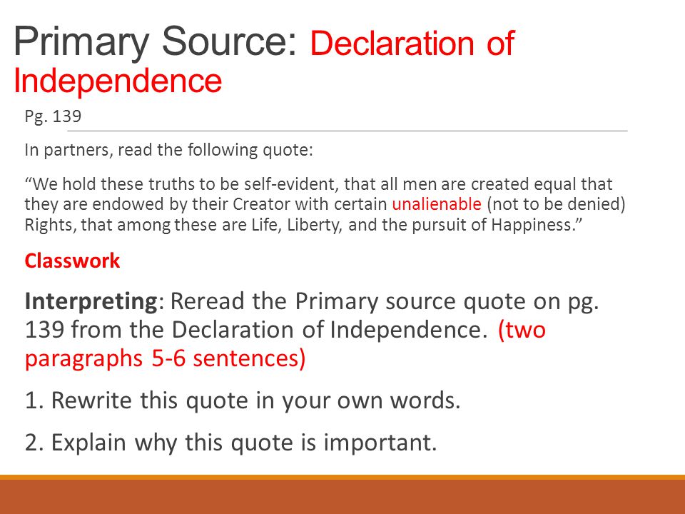 Primary Source: Declaration of Independence