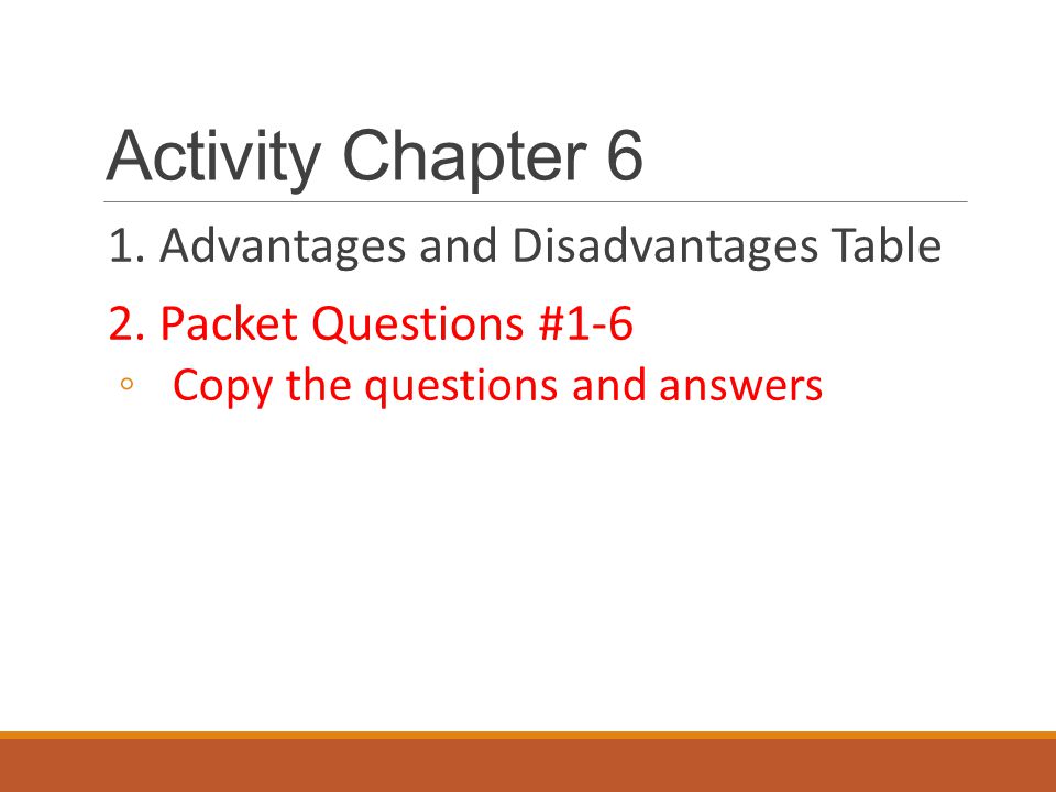 Activity Chapter 6 1. Advantages and Disadvantages Table