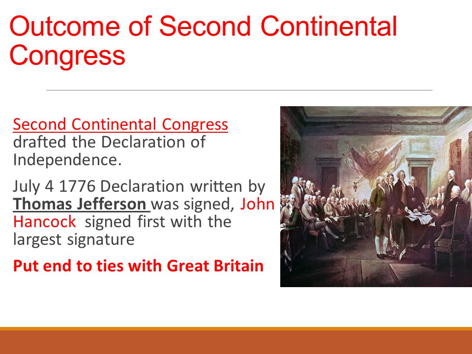 Outcome of Second Continental Congress