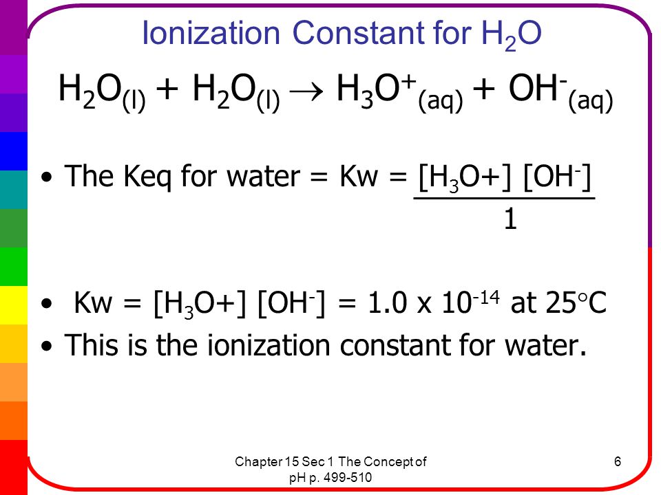 Ionization Constant for H2O