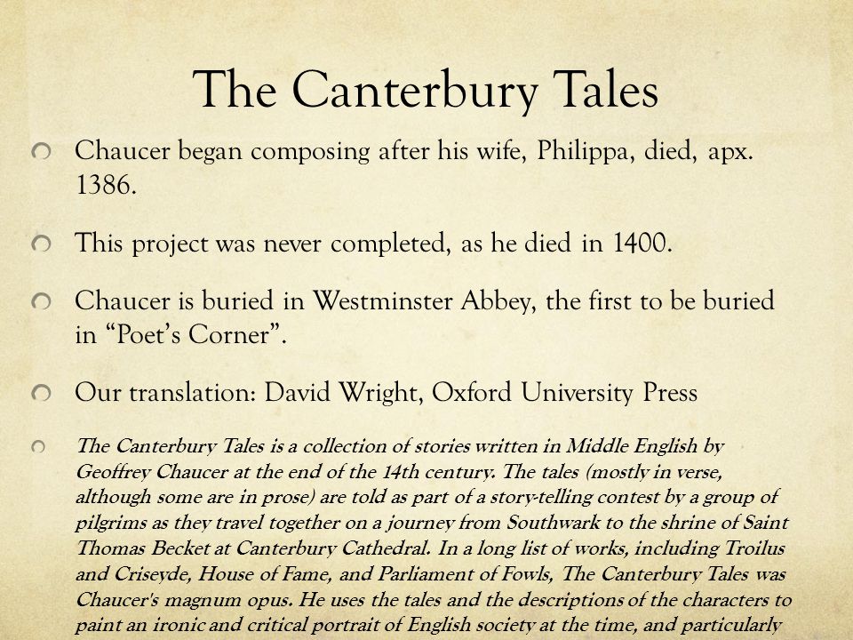 The Canterbury Tales Geoffrey Chaucer Ppt Video Online Download