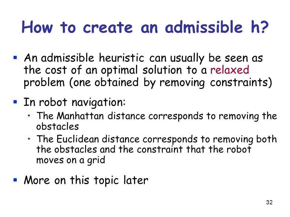 How to create an admissible h