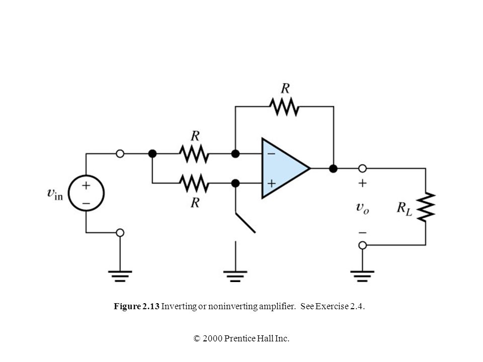 Figure 2.13 Inverting or noninverting amplifier. See Exercise 2.4.