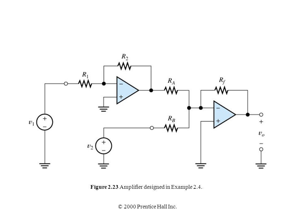 Figure 2.23 Amplifier designed in Example 2.4.