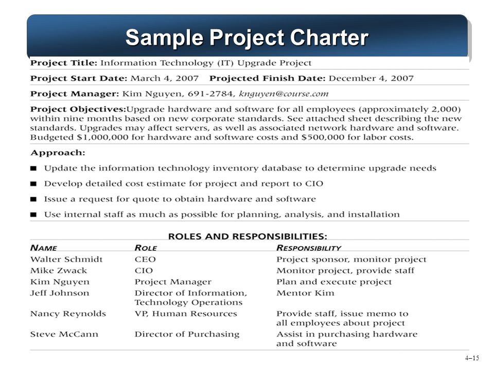 Sample Project Charter
