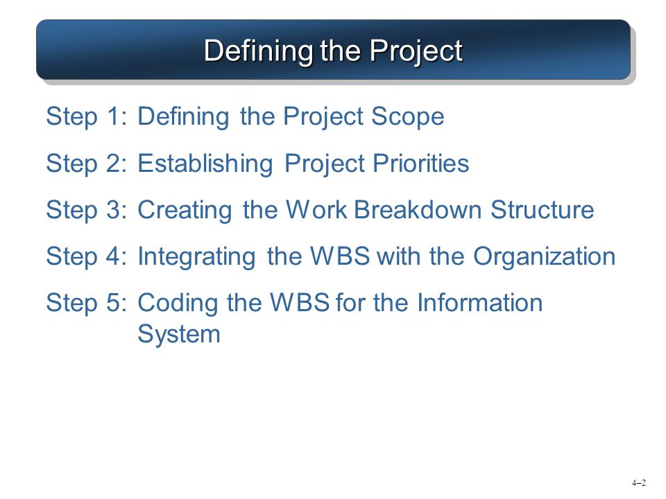 Defining the Project Step 1: Defining the Project Scope