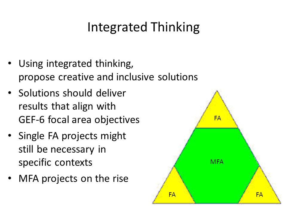 Integrated Thinking Using integrated thinking, propose creative and inclusive solutions.