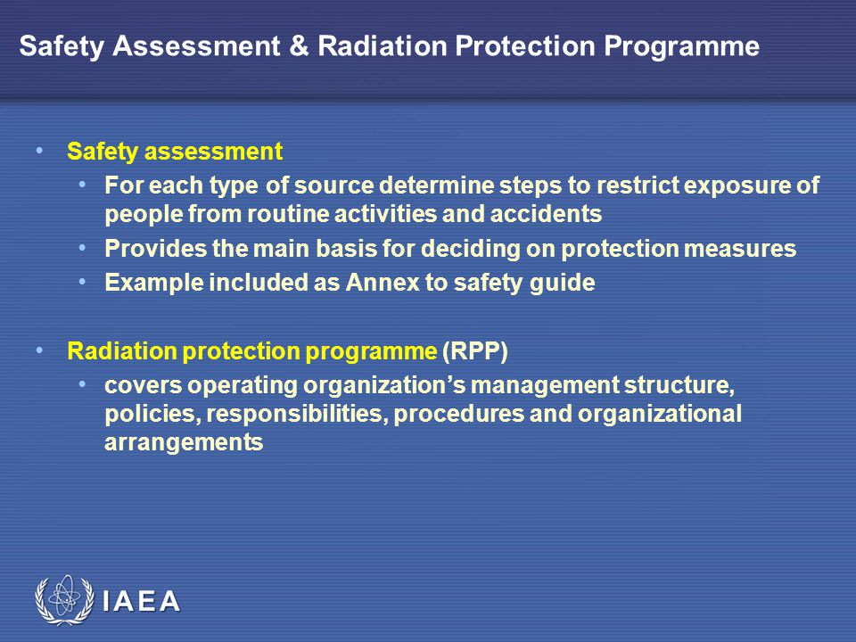 Safety Assessment & Radiation Protection Programme