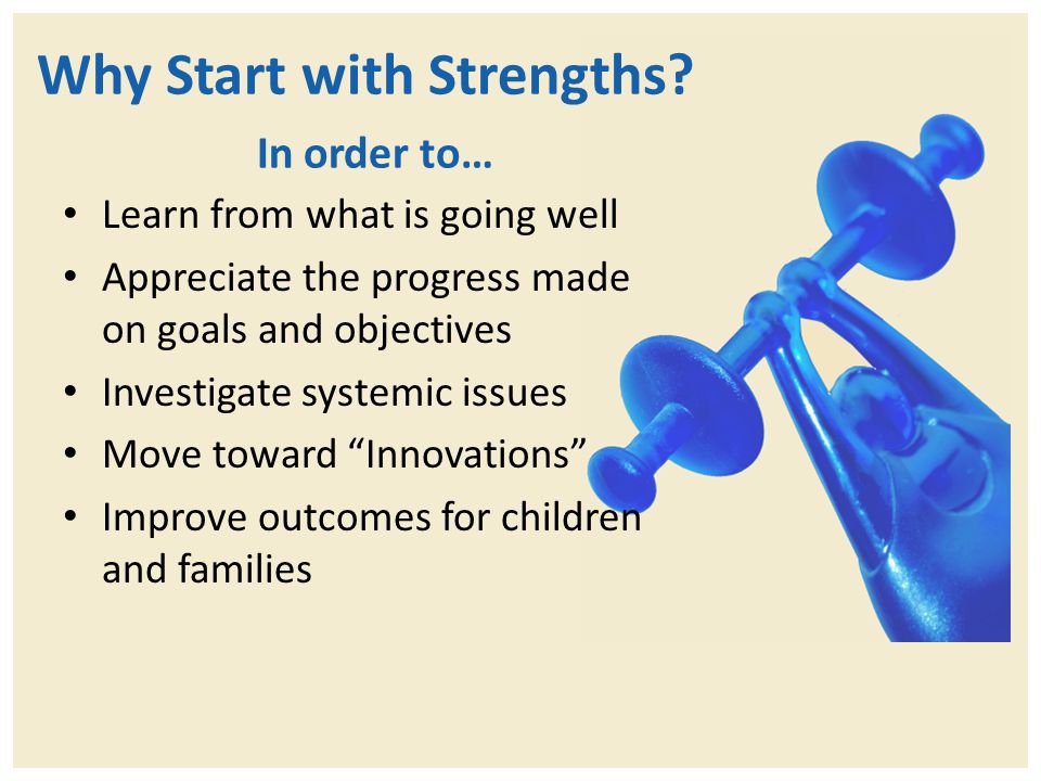 Why Start with Strengths In order to…