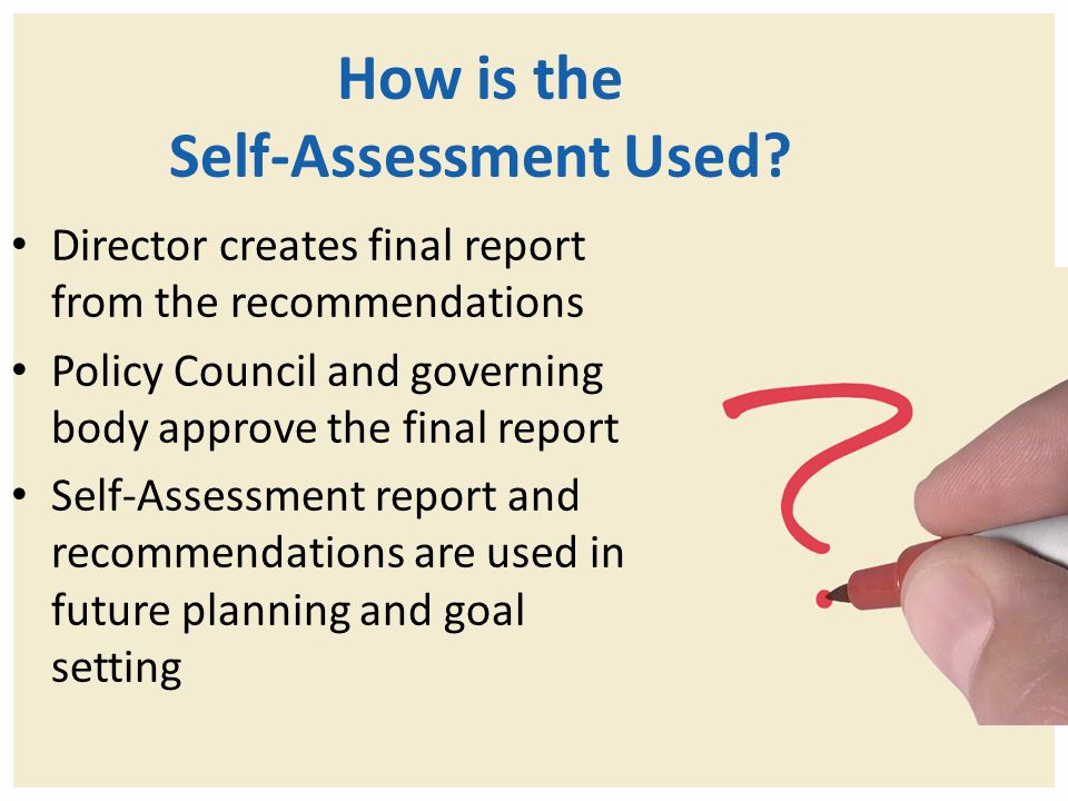 How is the Self-Assessment Used