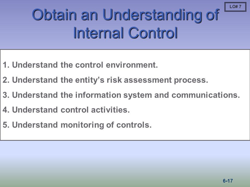 Obtain an Understanding of Internal Control