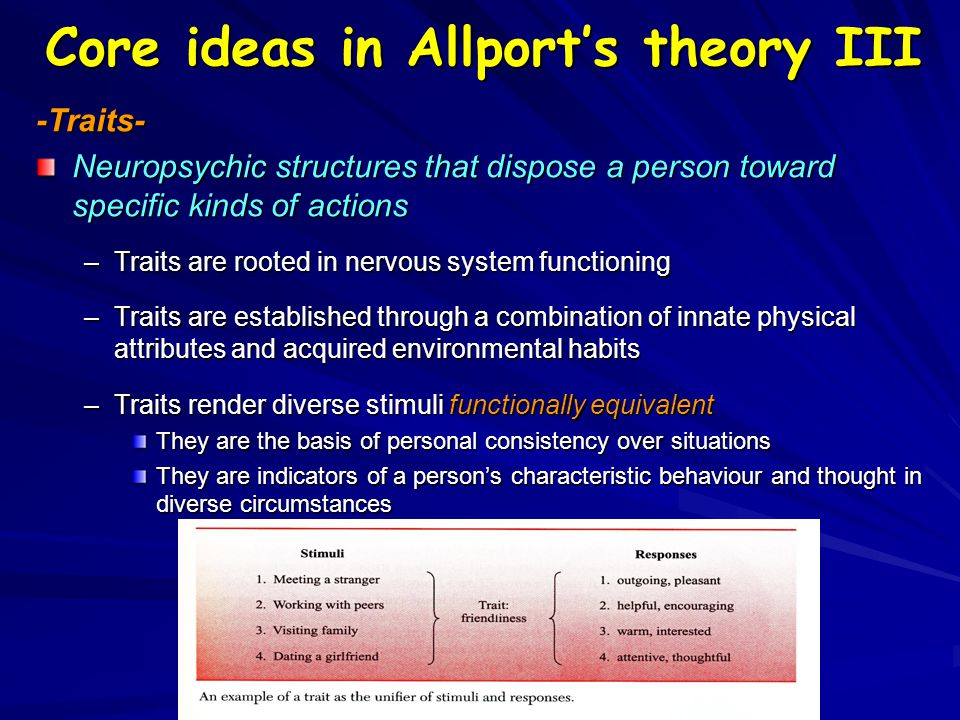 Traits Theories I Gordon Allport S Humanistic Traits Theory As