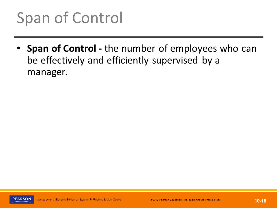 Span of Control Span of Control - the number of employees who can be effectively and efficiently supervised by a manager.