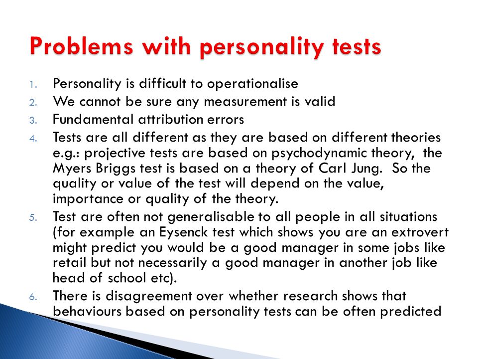 Problems with personality tests