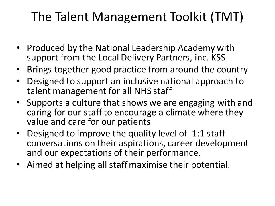 The Talent Management Toolkit (TMT)