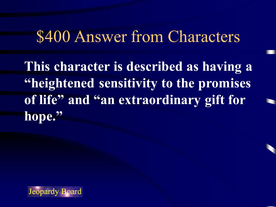 $400 Answer from Characters