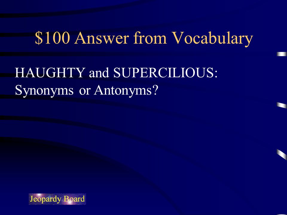 $100 Answer from Vocabulary