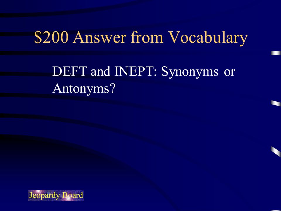 $200 Answer from Vocabulary