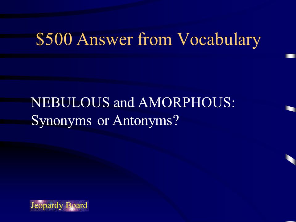 $500 Answer from Vocabulary