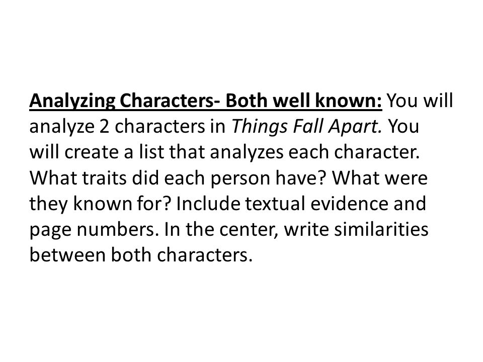 Character Chart For Things Fall Apart