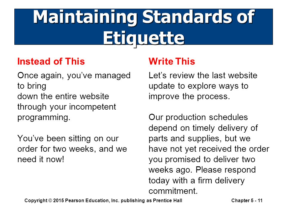 Maintaining Standards of Etiquette