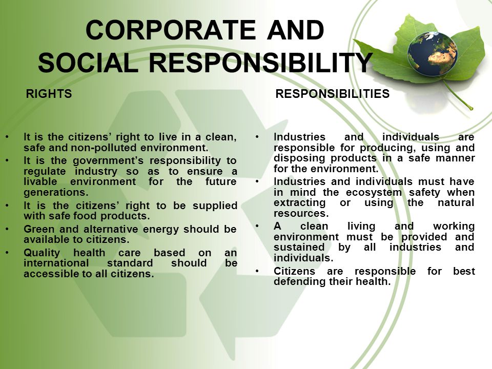CORPORATE AND SOCIAL RESPONSIBILITY