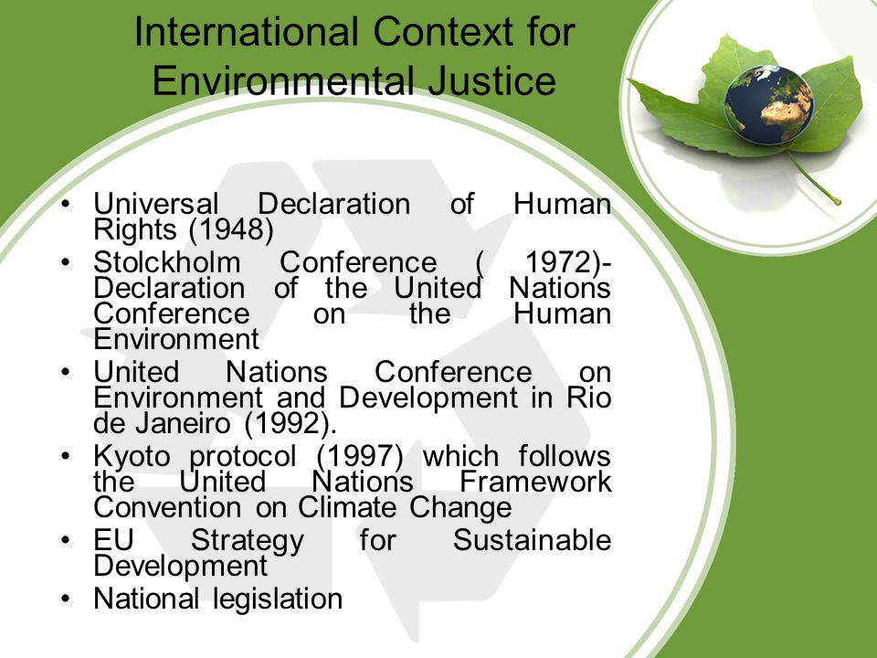 International Context for Environmental Justice