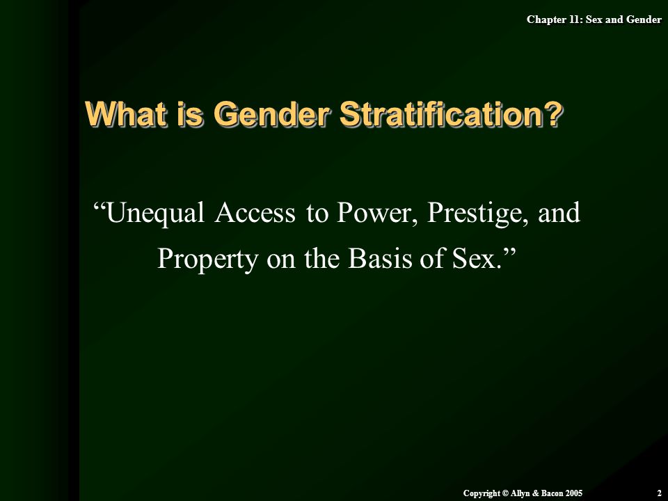 Unequal Access to Power, Prestige, and Property on the Basis of Sex.