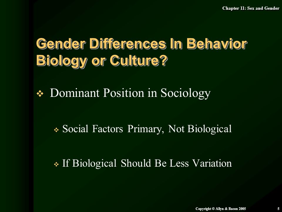 Gender Differences In Behavior Biology or Culture