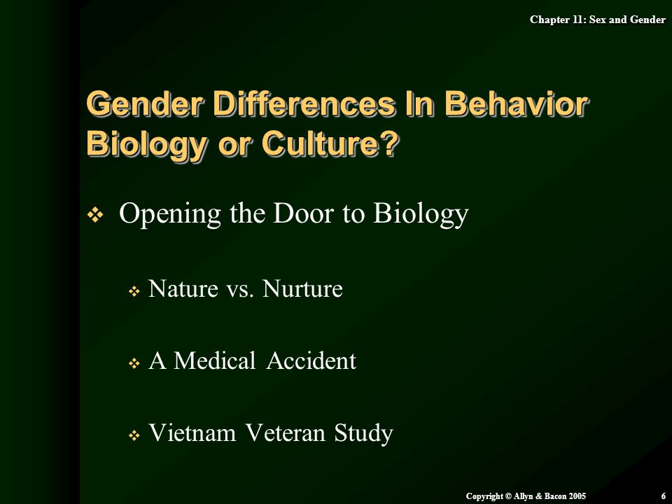 Gender Differences In Behavior Biology or Culture