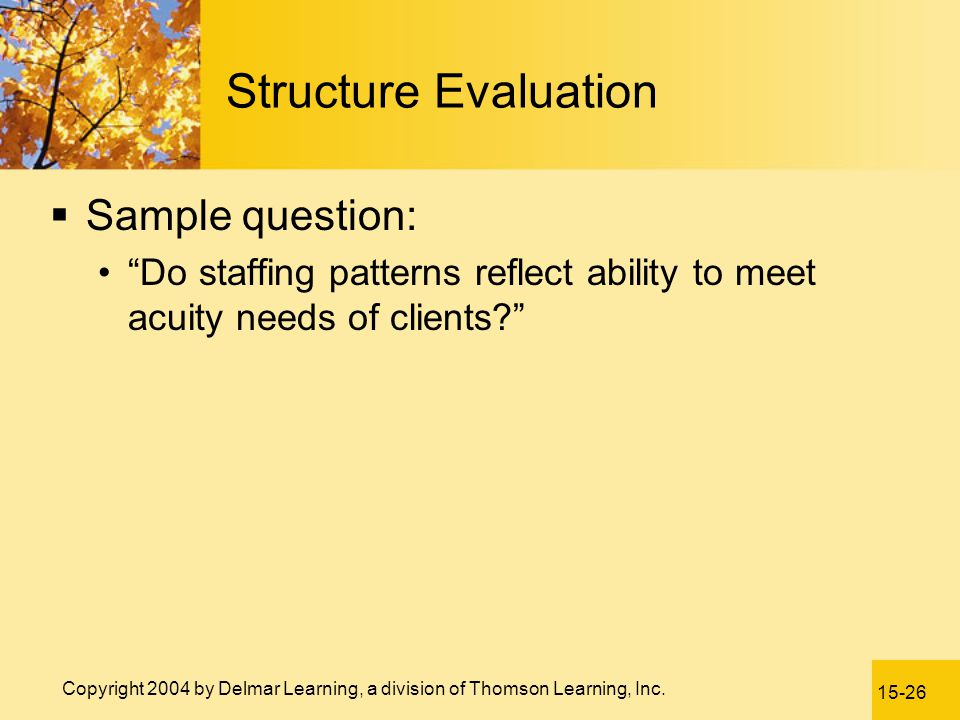 Structure Evaluation Sample question: