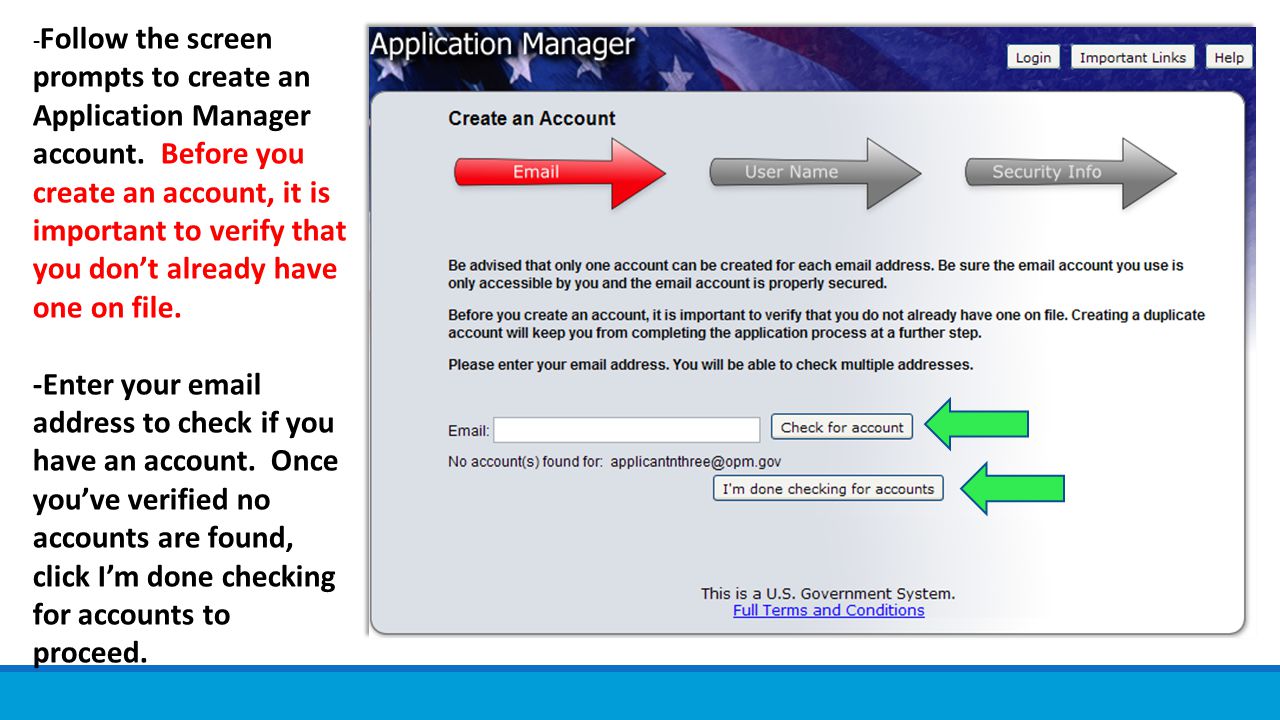 -Follow the screen prompts to create an Application Manager account