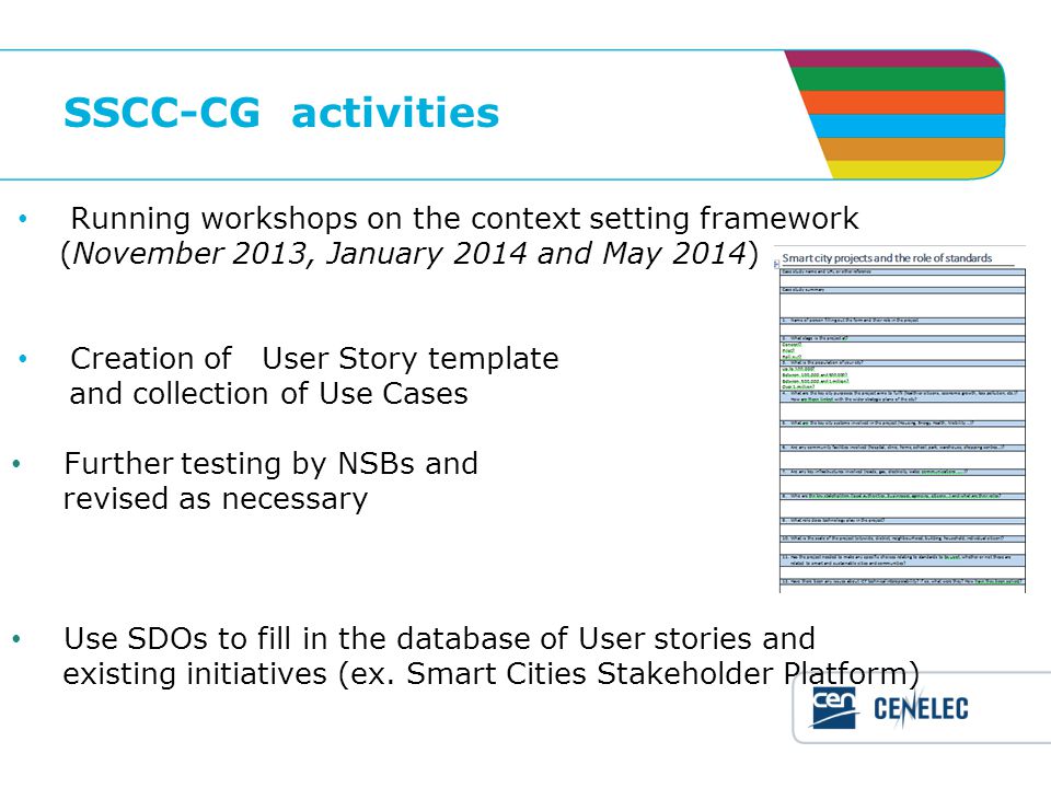 SSCC-CG activities Running workshops on the context setting framework