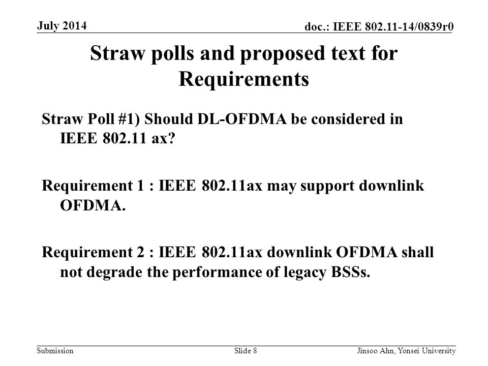 Straw polls and proposed text for Requirements
