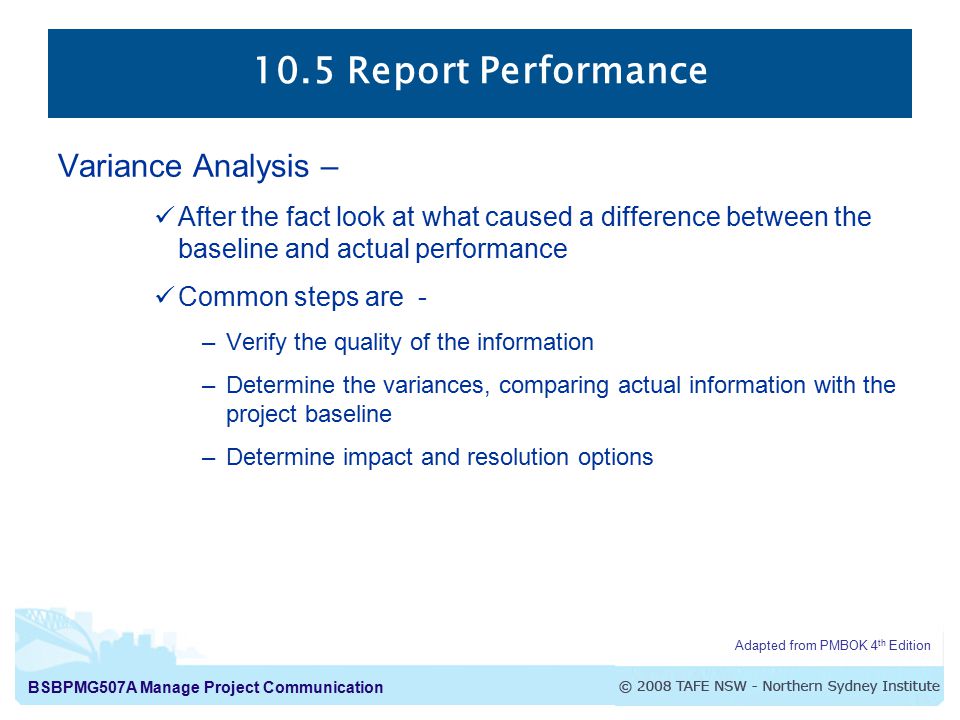 10.5 Report Performance Variance Analysis –