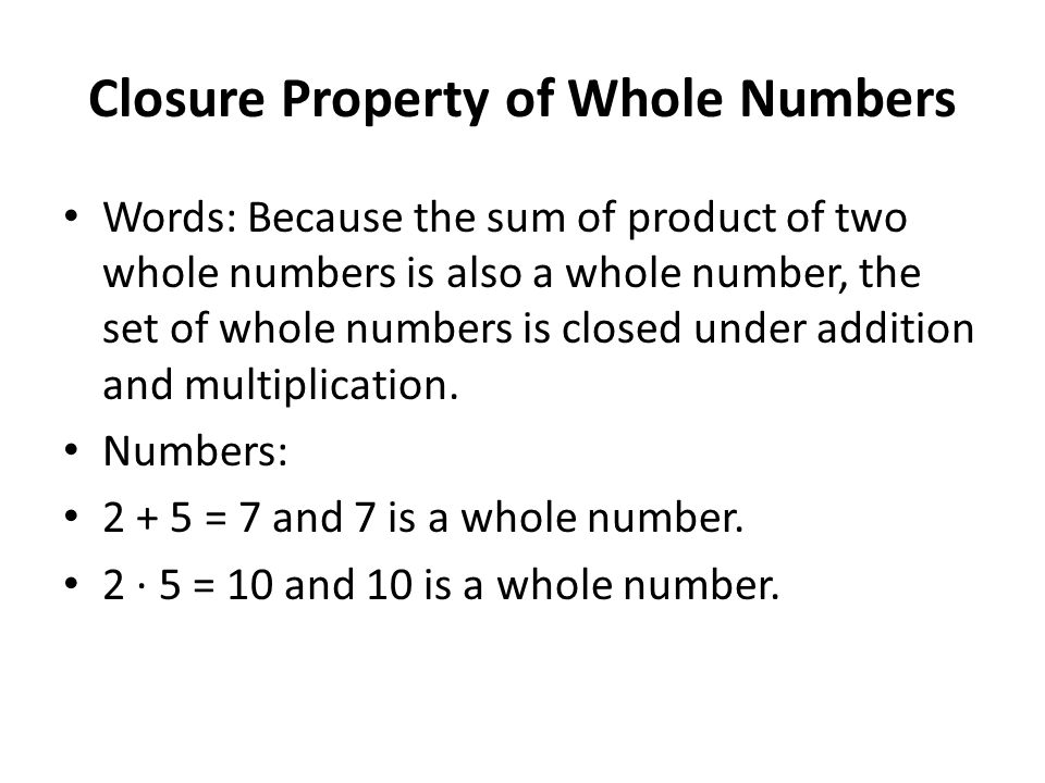 Closure Property of Whole Numbers