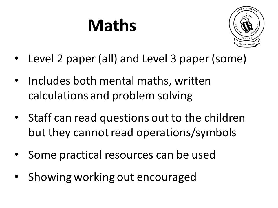 Maths Level 2 paper (all) and Level 3 paper (some)