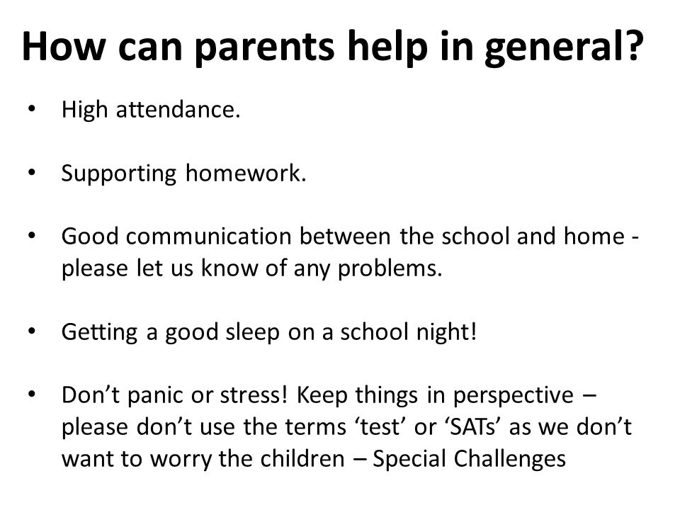 How can parents help in general