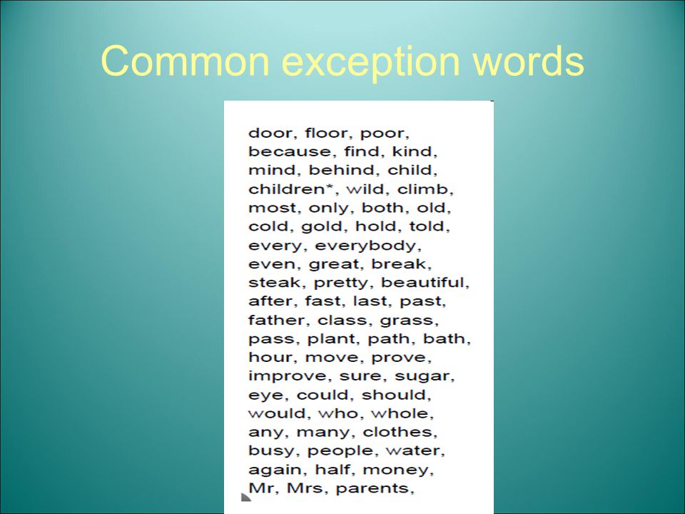 Common exception words